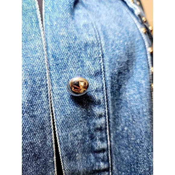 Vintage I.B. Diffusion Denim Jean Jacket Silver & Turquoise Studs Size 1… - Picture 5 of 14